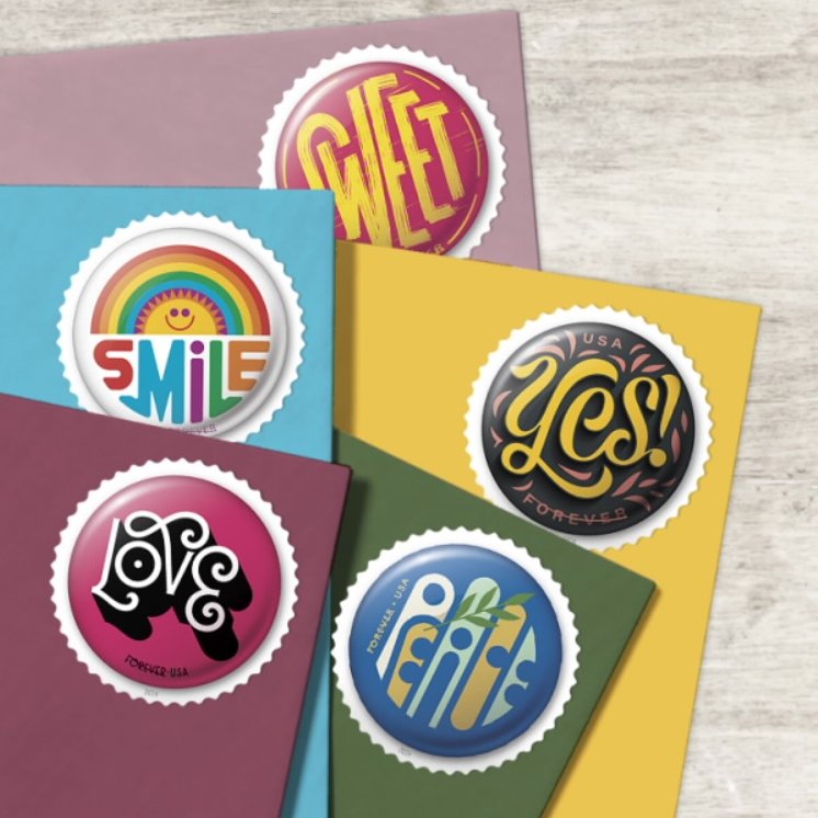 2024 Stamps Pinback Buttons Forever Stamps