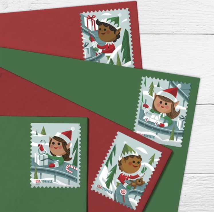 2022 Stamps Holiday Elves Forever Stamps