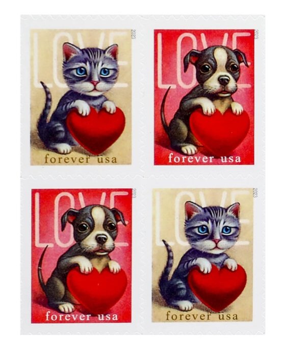 2023 First Class Forever Stamps Love Kitten Puppy