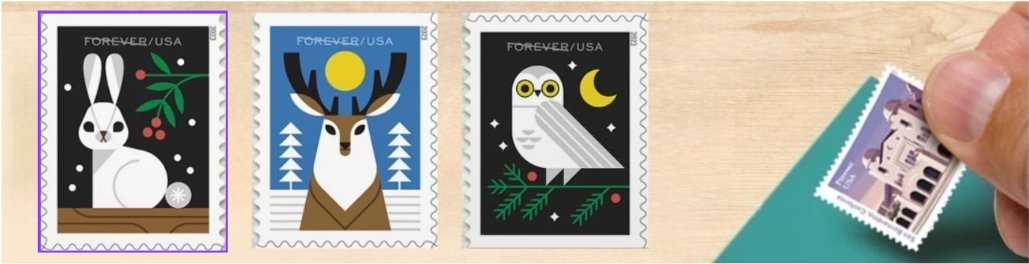 2023 Forever Stamps Winter Woodland Animals Stamps - Image 5
